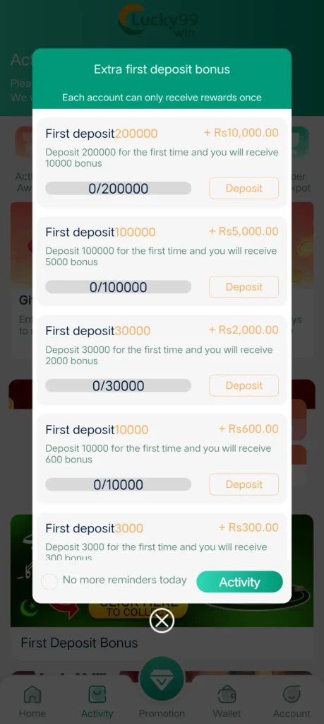 Lucky99 bonuses